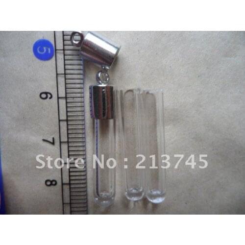 Handcraft Clearly Glass DIY Purfume Vial Pendants Mental Cap BS2367
