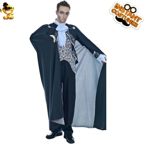 Halloween Deluxe Vampire Prince Costumes Mens Cosplay Medieval Handsome Vampire Costume With Long Cloak For Adult Party Suits