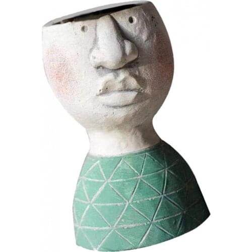 Man Face Flower Vase Planters Resin Bonsai Pot Home Decor Desktop Decor
