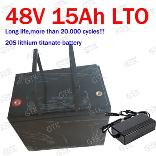 Waterproof LTO 48V 15AH Lithium titanate battery BMS 20S 2.4V LTO for 2400W bike scooter bicycle AGV camper bakfiets +3A charger
