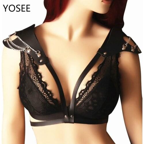 YOSEE Sexy Mesh Bra Tassel Chains Crossover Harness Necklace Body Chain Jewelry Party Gift