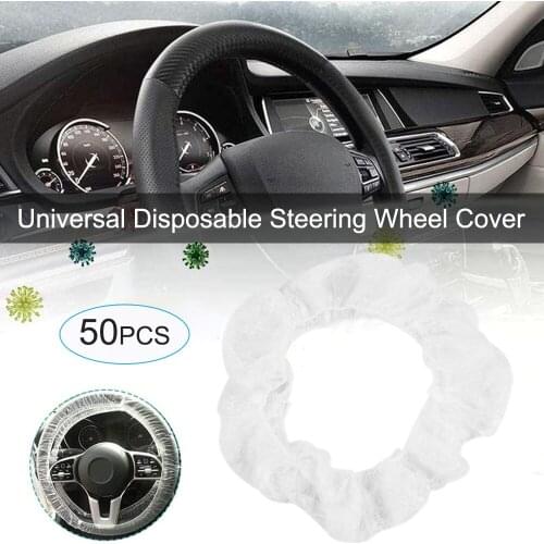 50 Pcs Universal Vehicle Car Disposable Plastic Steering Wheel Protector Cover Waterproof Elastic For Car Interior Accessories