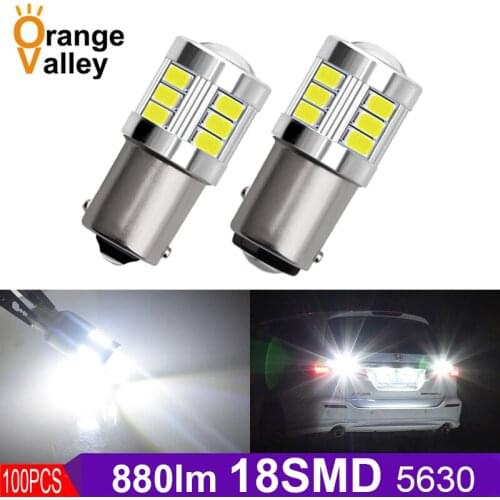 100Pcs P21W 1156 BA15S 18 SMD 5630 1157 BAY15D Brake Parking Reverse Lights Fog Lamps Turn Signal Bulb DC12V