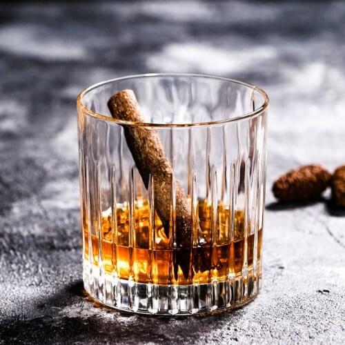 2pcs Wine Glass Lead-free Heat Resistant Transparent Crystal Beer Whiskey Brandy Vodka Cup Vertical Stripes Drinkware Bar Gifts