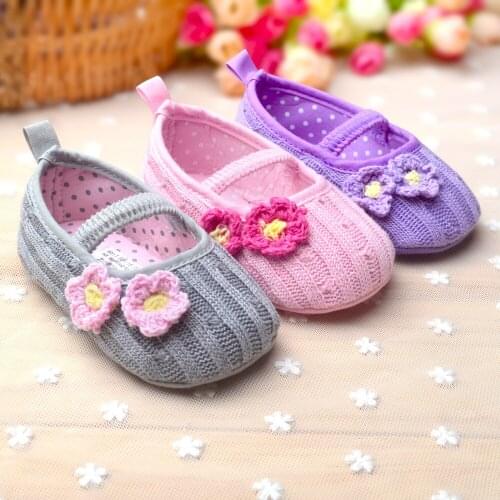 2020 Fashion Baby Girl Infant Toddler Children Crochet Flower Kids Girls Shoes Wholesale First Walkers Sneaker 0-12M Prewalkers