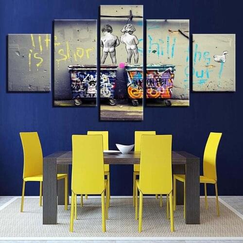 5 Pieces Wall Art Canvas Painting Children Corridor Pee Poster Modern Abstract Living Room Decorative Frame Pictures