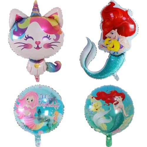 50pcs Mermaid Party Balloons princess Foil Balloon Kids Birthday Party Decorations Baby Shower Decor Helium Globos under the sea