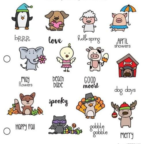 6x8in Cute Animal Letters Transparent Clear Silicone Stamp DIY Scrapbooking/Photo Album Card Handcraft Decorative Clear Stamp