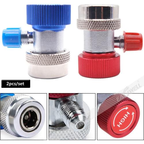 Car Auto AC High/Low Side R134 Quick Couplers Adapters Conversion Kit Coupler Interface Fits With R134A Service 1/4" Male Flare