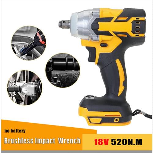 18V 520N.m Cordless Impact Wrench Driver Brushless Motor Stepless Speed 1/2" Electric Wrench Adapted To Makita 18V Battery