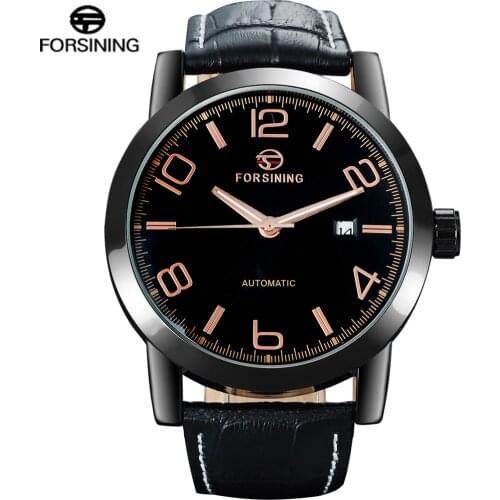 FORSINING Men Watch Luxury Classic Leather Auto Mechanical Mutli-color Complete Calendar Relogio Masculino