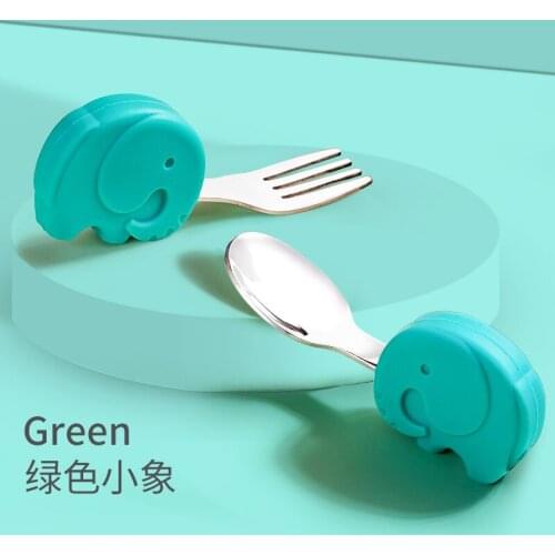 Childrens Spoon Fork baby learn to Eat Short Handle Stainless Steel Spoon Fork Baby Training Tableware Set Complementary Fork