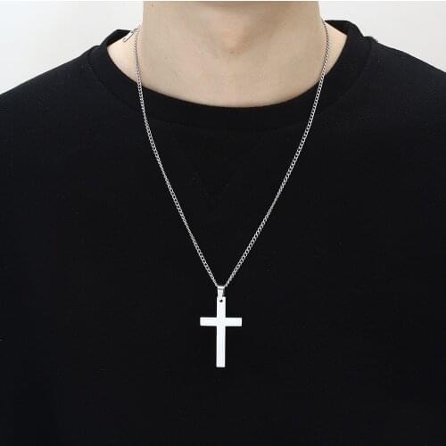 Long necklace pendant necklace chain pendant cross necklace men fashion jewelry stainless steel necklace men gift best friend