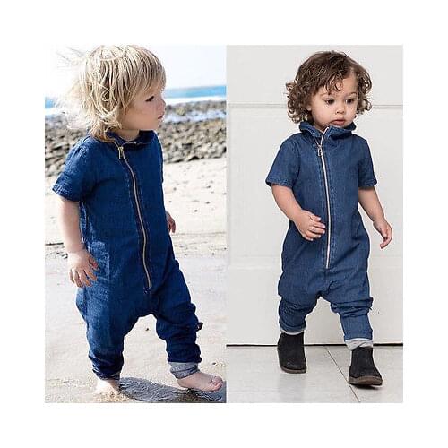 Denim Newborn Toddler Kids Baby Boys Zipper Rompers Babies Boy Jumpsuit Romper Outfits Clothes 0-3Y