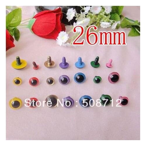 Fress ship!!!100pcs/lot 26mm mixed color toy eyes/ safety eyes with PLASTIC lock-washers/Doll toy doll eyes