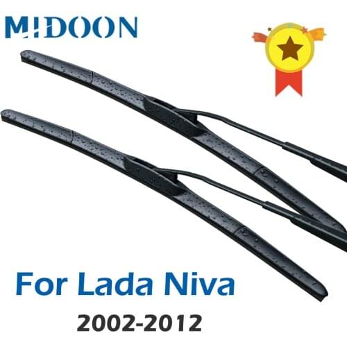 MIDOON Hybrid Wiper Blades for Lada Niva Fit Hook Arms 2002 2003 2004 2005 2006 2007 2008 2009 2010 2011 2012