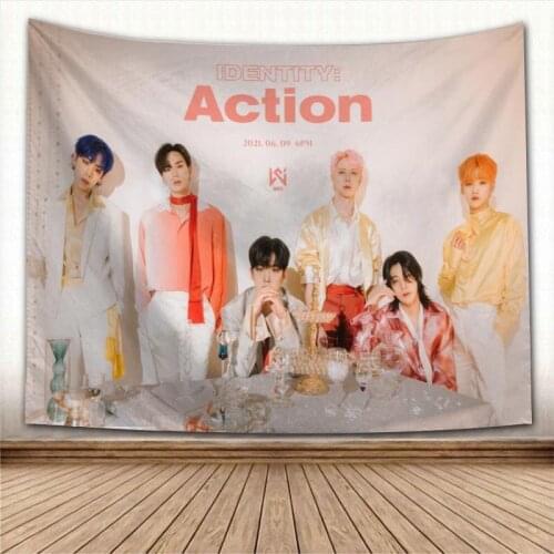 Custom WEi Kpop Tapestry Colorful Psychedelic Decorative Carpet Wall Fabric For Living Room Bedroom Tapestries Accessories 0622