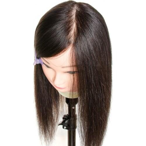 Aobocca 100% Human Hair Training Head Natural Color Can Be Dyed Mannequin Head for Hairdressing Cosmetology Salon Tools