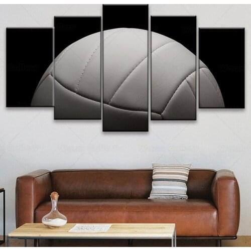 HD Printed 5 Piece Canvas Art White Volleyball Painting Wall Pictures for Living Room Modern Gym Poster Best Friends Gift