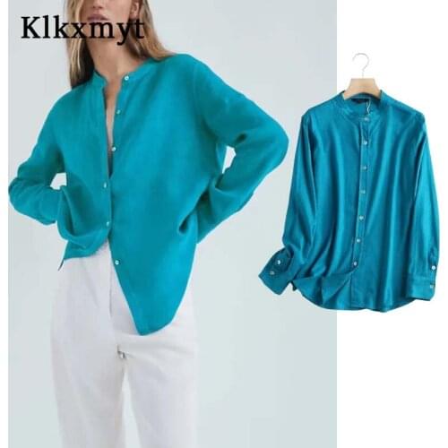 Klkxmyt Za Women Shirt 2021 Vintage Cotton Linen Autumn Blouses Women Long Sleeve Button-up Casual Shirts Woman Blusas Tops