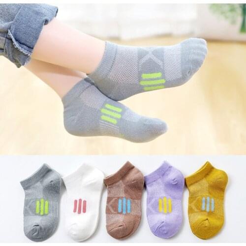 5 Pair/Lot Kids Soft Breathable Cotton Socks Boy,Girl,Baby,Cute Cartoon Stripe Dots Fashion Sport Socks Summer Children Gift