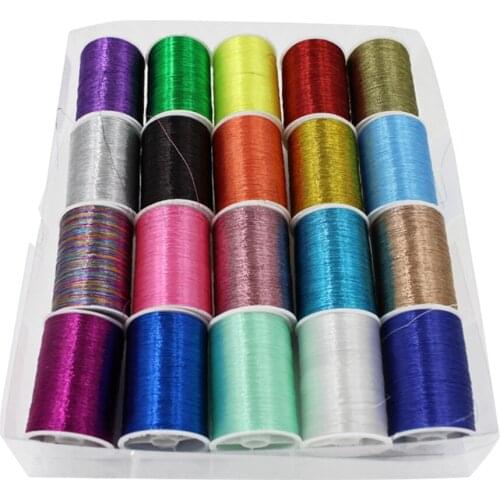 16 Spools Metallic Thread Set Sturdy Household Portable DIY Cross Stitch Multicolor Embroidery Manual Sewing Thread Suit