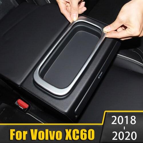 Stainless Steel Car Interior Rear Water Cup Holder Frame Protection Cover Trim Sticker For Volvo XC60 2018 2019 2020 Accessories