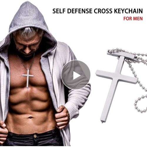 EDC Self Defense Cross Chain Portable Personal Tactical Defense Necklace Army Fans Women Anti-wolf Tool Window Breaker For Women