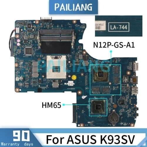 PAILIANG Laptop motherboard For ASUS K93SV Mainboard LA-7441P N12P-GS-A1 HM65 DDR3 TESTED