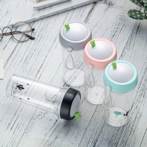 Creative Cactus Portable Outdoor Water Bottles Cute Bunny Plastic Water Bottles Student Leak Proof Drinkware 350M