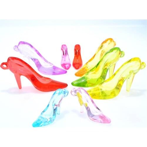 Fashion Women High Heel Shoes Shape Acrylic Jewelry Necklace Beads Pendants Colorful Transparent Style Plastic Lucite Charms