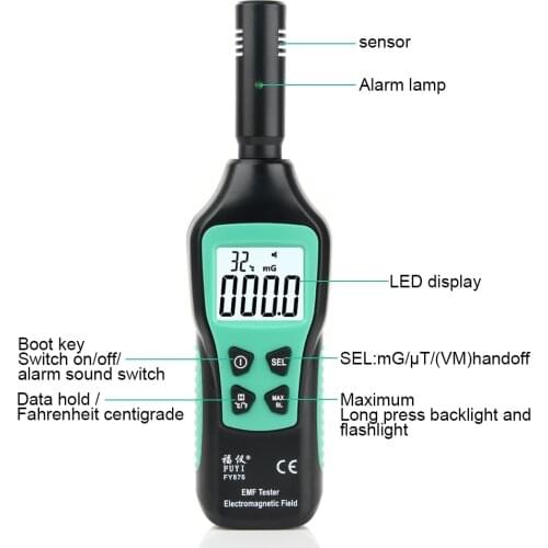 FY876 Professional Handheld EMF Meter Electromagnetic Radiation Detector Monitor Household High Precision Wave Radiation Tester