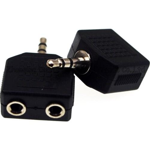 3.5mm one Male Plug to double Female Stereo Audio Splitter Adapter,1/8" jack For PC Headphone Earphone MP4 phone