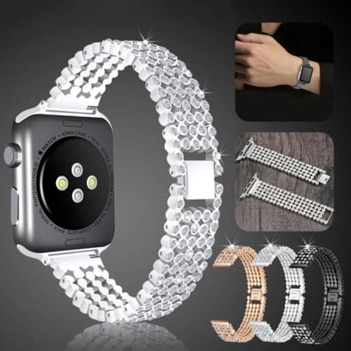 Crystal Diamond Strap for Apple Watch Band 38mm 42mm 40mm 44mm Stainless Steel Replacement Bands for iWatch Series 5 4 3 2 1