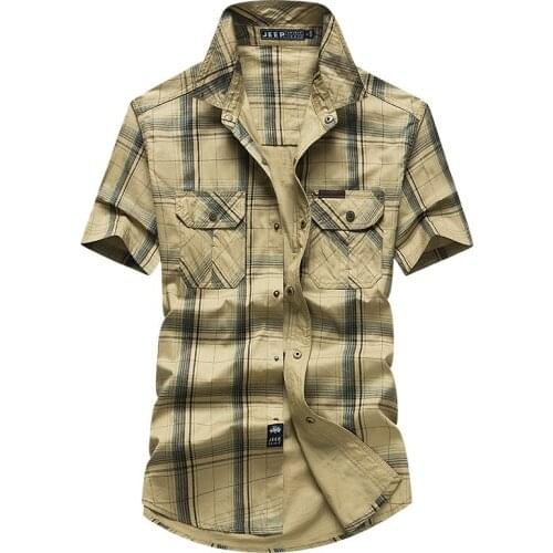 Summer Shirt Men Plaid Shirts Casual Pure Cotton Breathable Men Shirt Camisa Masculina Short Sleeves Shirts Men Korean Clothes