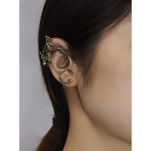 2021 New Fashion Personality Gothic Punk Rock Vintage Dragon Snake Ear Cuff Earrings for Women Men Earcuff One Pack Wholesale