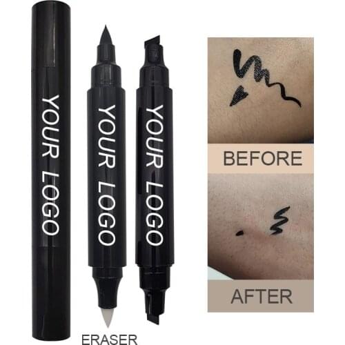 Eyeliner Stamp 2 Double-sided Pens Winged Liquid Eyeliner Stamp with Eraser Beauty Water Proof Eyeliner Wholesale Makeup Logo