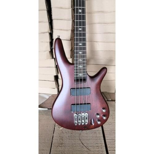 Trans brown ash body 24 frets 4 strings bass