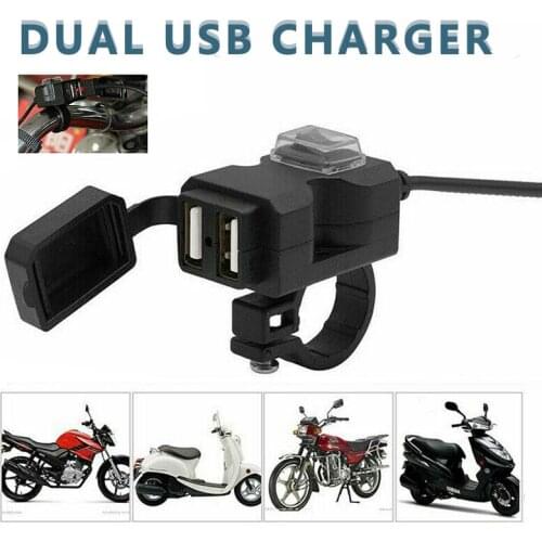 12V Motorbike Waterproof Power Adapter Supply Motorcycle Dual USB Charger Motorcycle Handlebar Charging Socket Accessories
