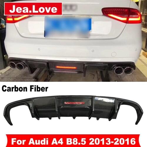 K-Style Real Carbon Fiber Car Rear Bumper Lip Diffuser Body Styling For Audi A4 B8.5 Standard Car No-Sline 2013-2016