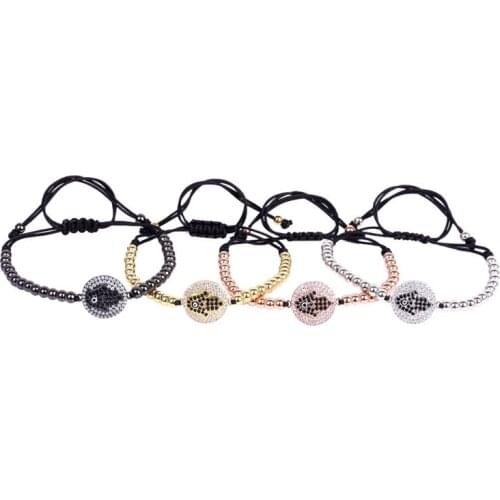 New Brand Anil Arjandas 4mm metal Beads Pave Setting CZ Hamsa Round Charm Macrame Braided Bracelets Women Birthday Gift