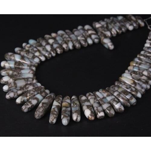 15.5"strand Top Drilled Mixed Color Amazonite Stick Slice Loose Beads,Natural Stone Point Bullet Pendant Necklace Jewelry Making