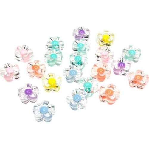 30pcs 12mm Acrylic Flower Loose Beads Spacers Beads for DIY Necklace Bracelet Jewelry Making Findings Accessories