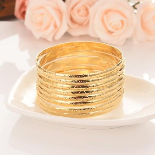 4pcs Dubai India Gold Bangles Women Men Bracelets African European Ethiopia girls kids Jewelry wedding bride Bangles gift