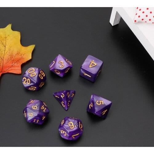 7Pcs Polyhedral Dice Gold Numbers For Dragon Pathfinder D20 D12 2xD10 D8 D6 D4 N30 20 Dropship