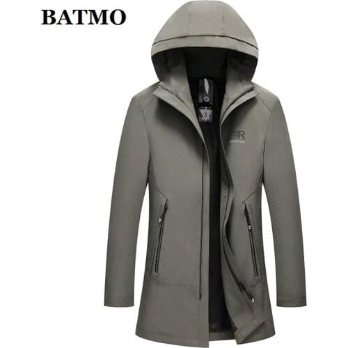 BATMO 2021 new arrival spring high quality hooded trench coat men,male hooded jackets ,plus-size 20689