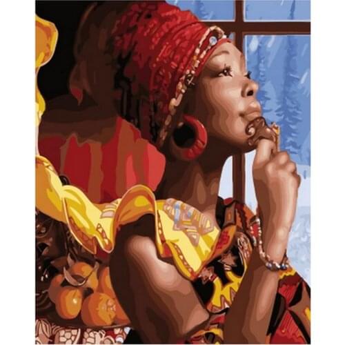 Frameless diy picture by numbers wall decor painting by numbers for home decor 4050cm african woman