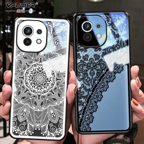 Mi 11 Painted frame cute cat Tempered Glass Phone Cases For Xiaomi 11 xiaomi mi11 5G glass case + lens protect Cover shell