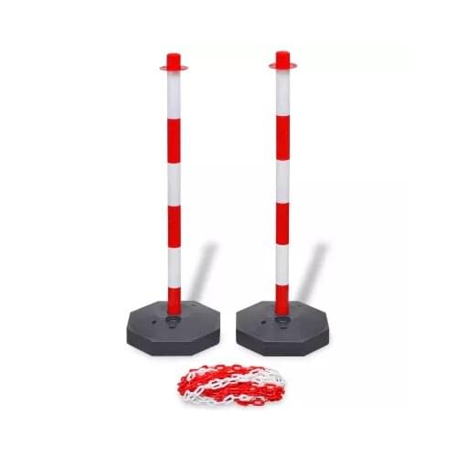 This chain post set, with 2 posts and 10m plastic chain,for parking lots, warehouses, public spaces and private roads etc