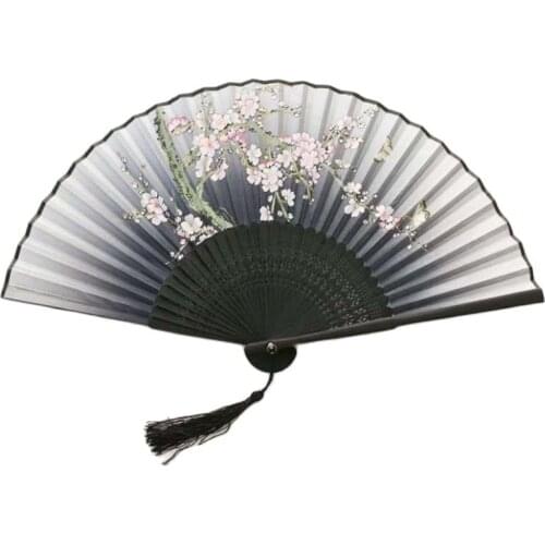 Classical Bamboo Folding Fan Chinese Style Retro Hand Held Fan Floral Dance Performances Custom Fans Wedding Gift for Guest 2021
